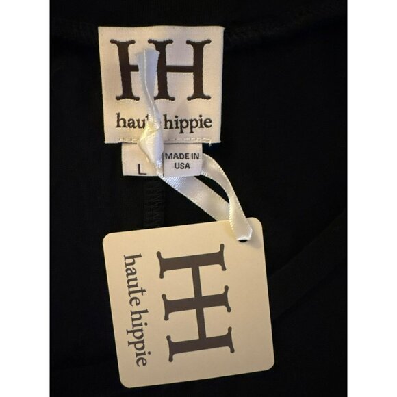 NWT Haute Hippie Modal Black Short Sleeve Top Size L - Picture 3 of 8
